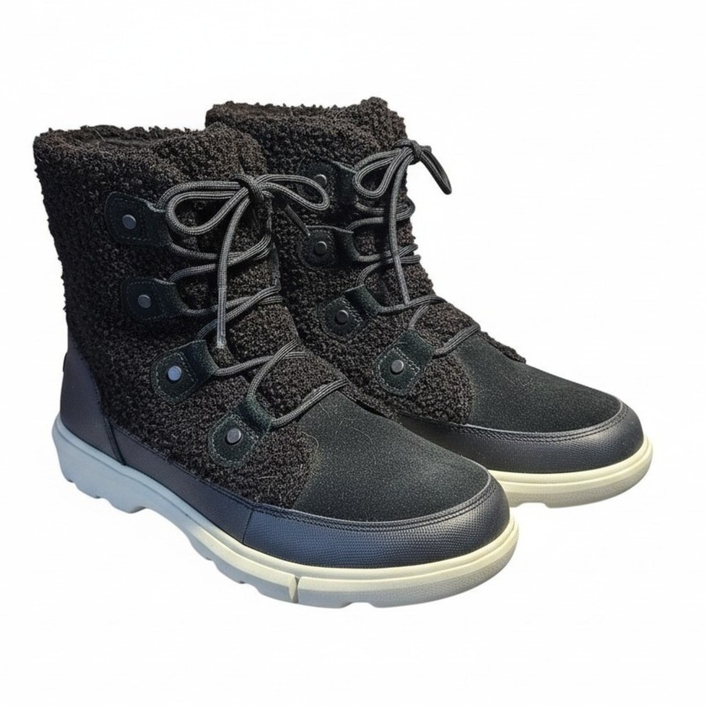 Sorel Explorer Next Joan Cozy Boot Womens 8.5 Black Sherpa Winter Boots